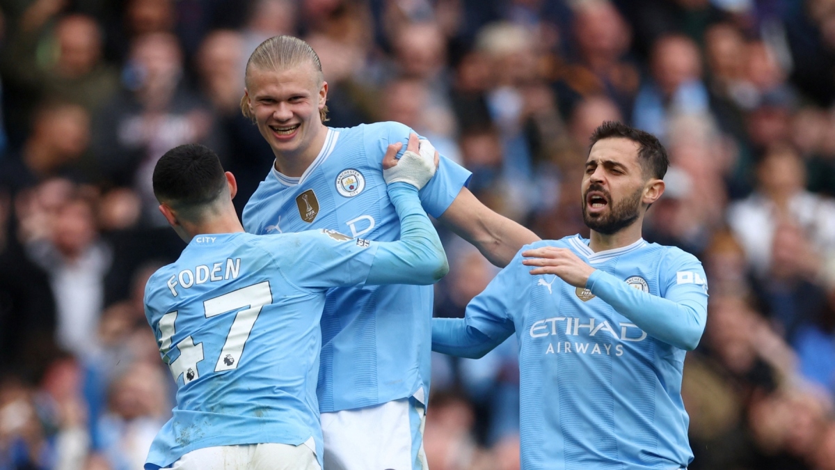 Erling Haaland tỏa sáng đúng lúc Man City cần (Ảnh: Reuters).