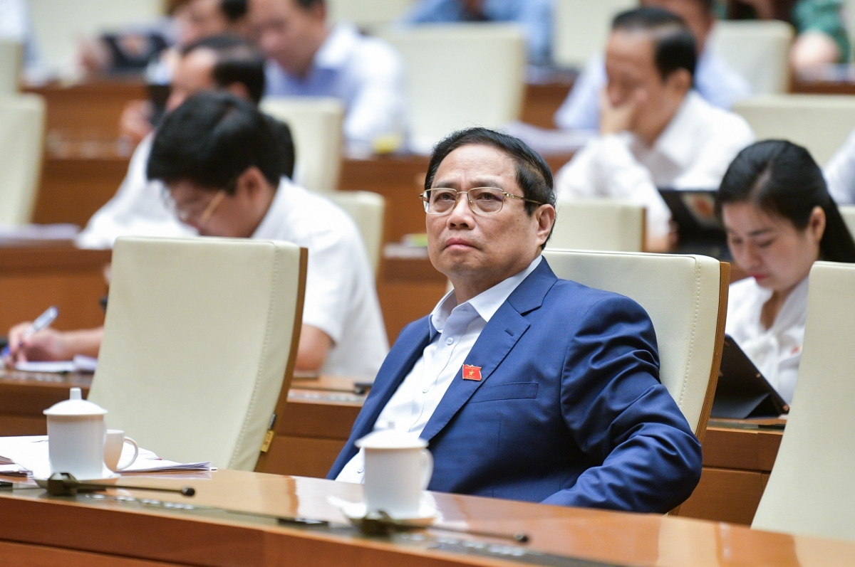 Thủ tướng Chính phủ Phạm Minh Chính dự phiên thảo luận về Luật Bảo hiểm xã hội sửa đổi.
