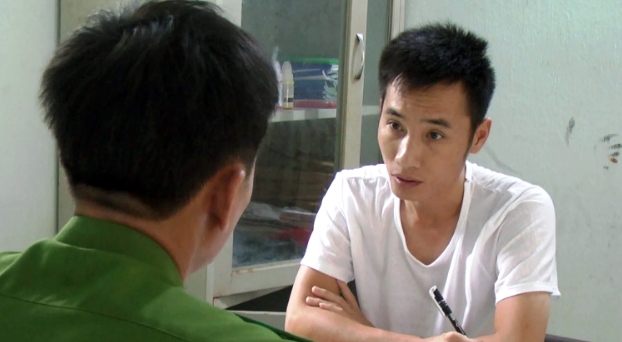 Đối tượng Trần Văn Duy tại cơ quan công an.