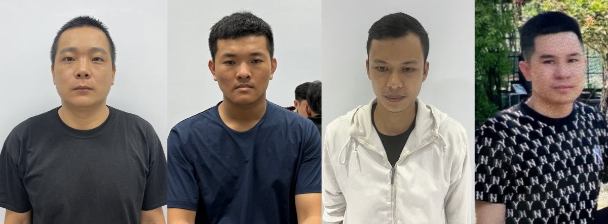 Các đối tượng tiêu thụ xe máy do nhóm thanh thiếu niên trộm được gồm Ngô Tất Thành, Lê Văn Minh, Hoàng Tuấn Anh và Lê Quý Nhân (từ trái qua).