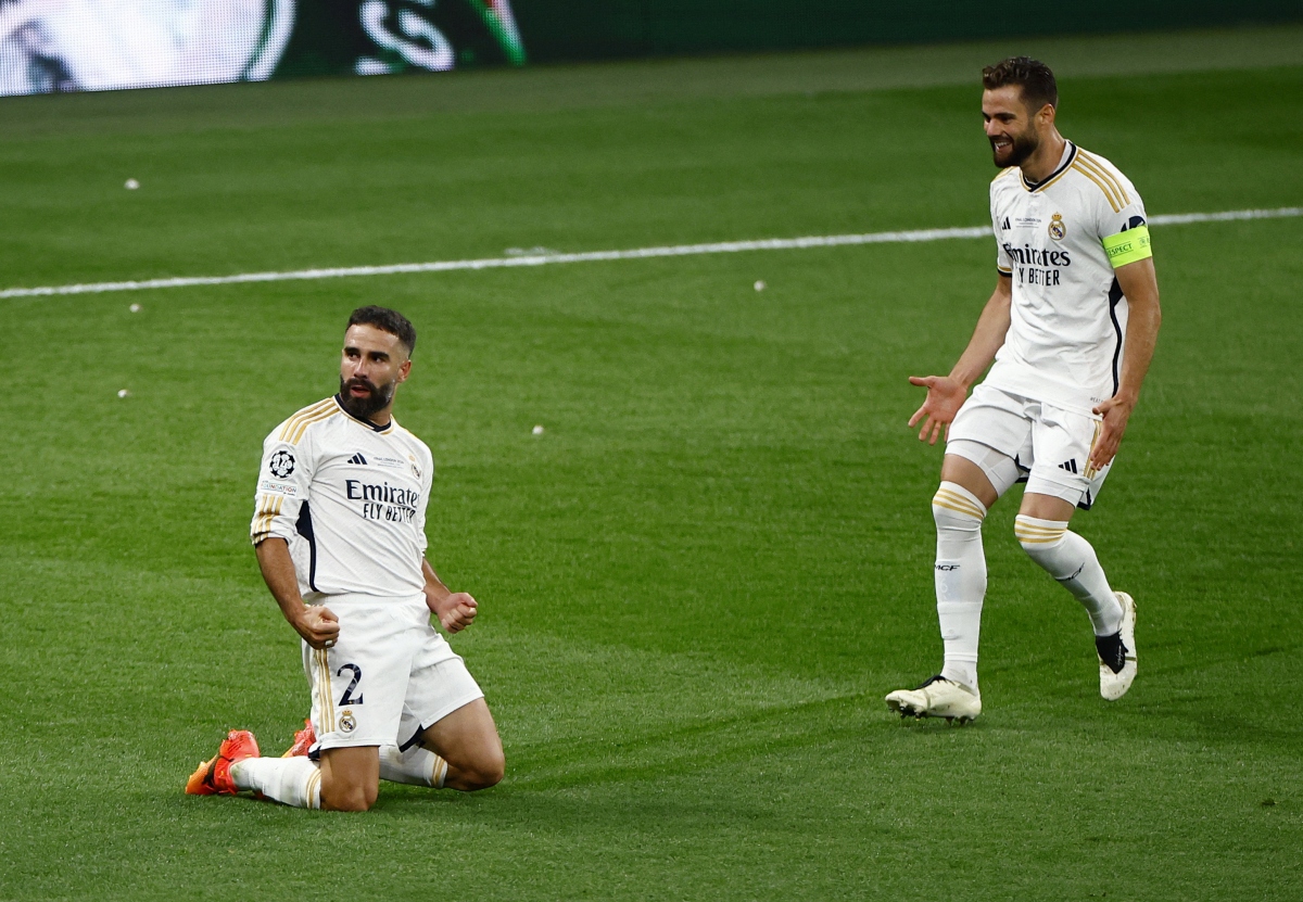 Carvajal đưa Real Madrid vượt lên dẫn trước. (Ảnh: Reuters)
