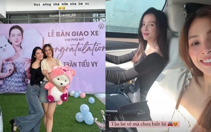 Hoa hậu Việt Nam 2018 Tiểu Vy đăng tải khoảnh khắc tậu xe ô tô mới xịn xò. Do chưa biết lái xe nên cô nhận xe cùng Hoa khôi Huỳnh Thúy Vi và nhờ đàn chị thân thiết lái về nhà. Sau 6 năm đặt chân vào showbiz, Hoa hậu Tiểu Vy sở hữu khối tài sản đáng trầm trồ.