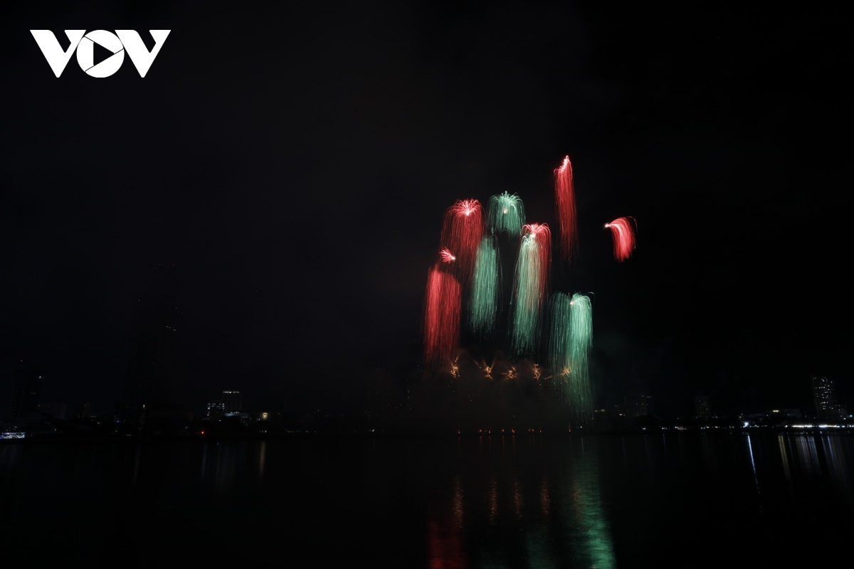 Each fireworks display creates brilliant colours in the night sky of Da Nang.