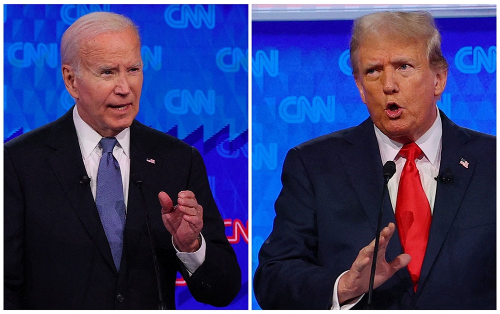 Cuộc tranh luận tổng thống Mỹ đầu tiên giữa Tổng thống đương nhiệm Joe Biden và ông Donald Trump. Ảnh: Reuters