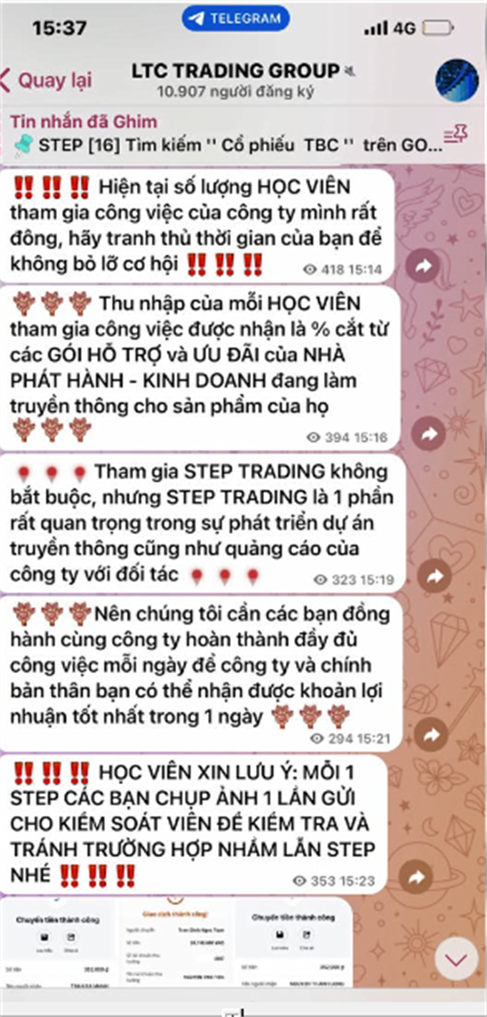 Các tin nhắn do đối tượng gửi đến bị hại để lừa đảo