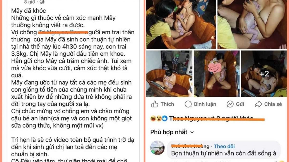 Hình ảnh sinh con tự nhiên lan truyền trên mạng
