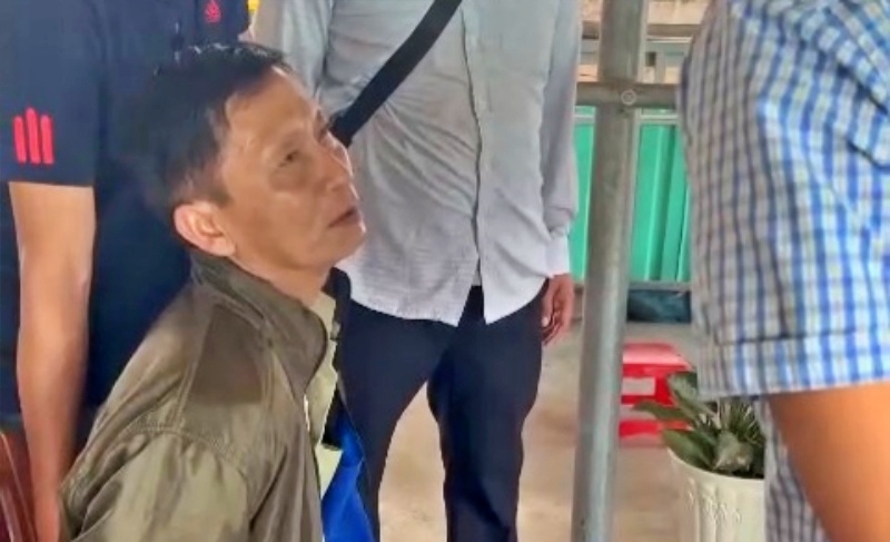 Đối tượng Nguyễn Thanh Giang lúc bị bắt.