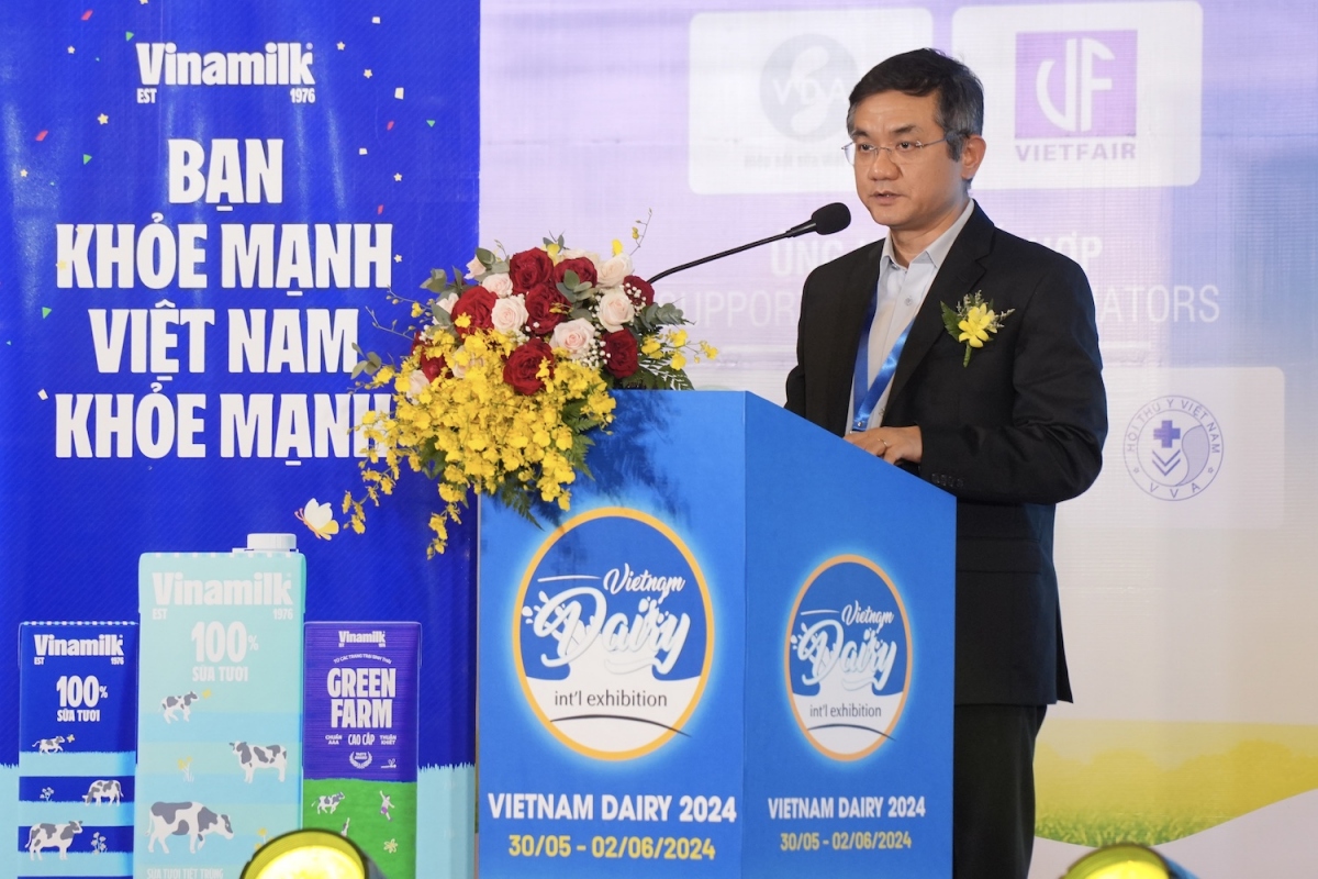 Ông Nguyễn Quang Trí – Giám đốc điều hành Marketing Vinamilk – phát biểu tại sự kiện khai mạc Triển lãm quốc tế ngành sữa và sản phẩm sữa 2024