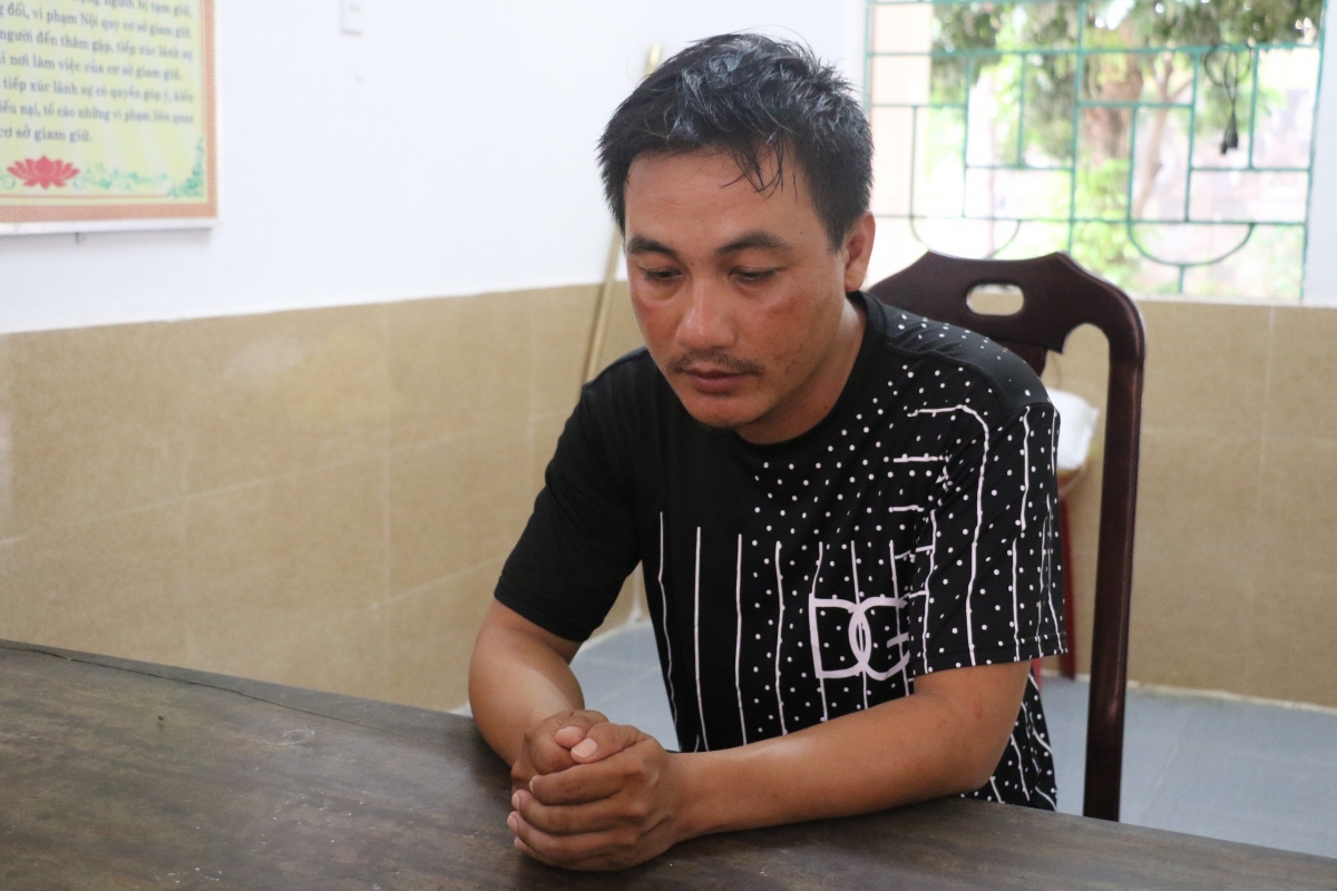 Đối tượng Võ Văn Kiên tại cơ quan điều tra.