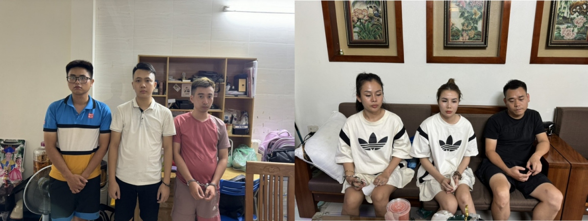 Nhóm đối tượng bị bắt giữ tại hiện trường