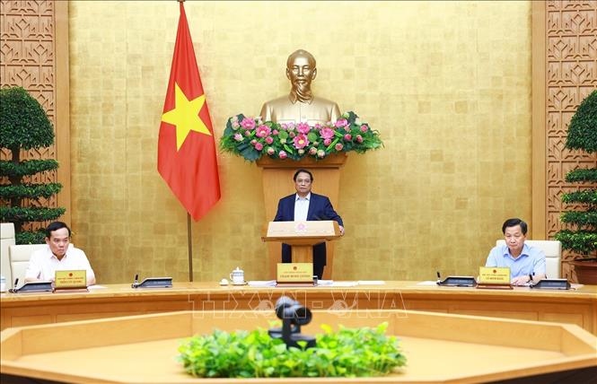 Sáng 13/6/2024, tại Hà Nội, Thủ tướng Phạm Minh Chính chủ trì Phiên họp Chính phủ chuyên đề về xây dựng pháp luật tháng 6 năm 2024. Ảnh: Dương Giang/TTXVN
