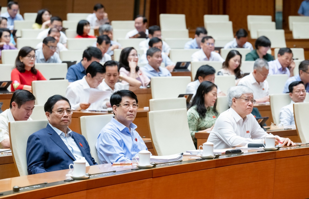 Thủ tướng Chính phủ Phạm Minh Chính và các đại biểu tại phiên chất vấn và trả lời chất vấn