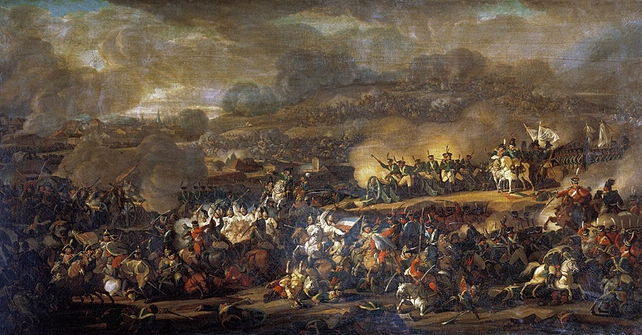 Trận chiến Leipzig giữa liên quân của Pháp và liên quân của Nga. Tranh: Moshkov.