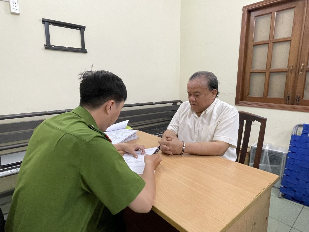 Trần Anh Vũ tại cơ quan Công an. (Ảnh: Bảo Trân)