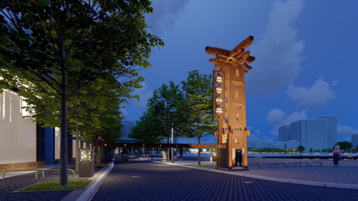 Phối cảnh phố đi bộ hồ Ngọc Khánh lúc về đêm