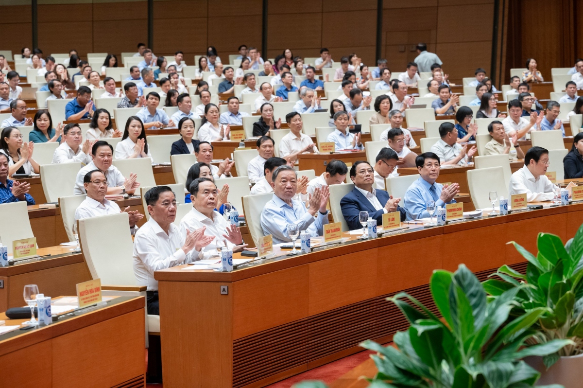 Các lãnh đạo Đảng, Nhà nước tham dự hội nghị tại điểm cầu Nhà Quốc hội