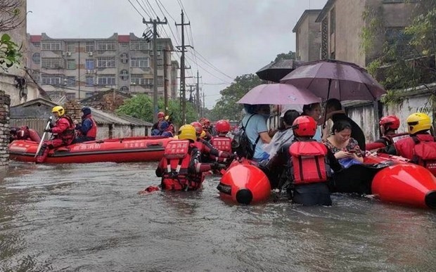Cảnh ngập lụt sau khi một cơn bão đổ bộ vào Trung Quốc năm 2023. Ảnh minh họa: Reuters