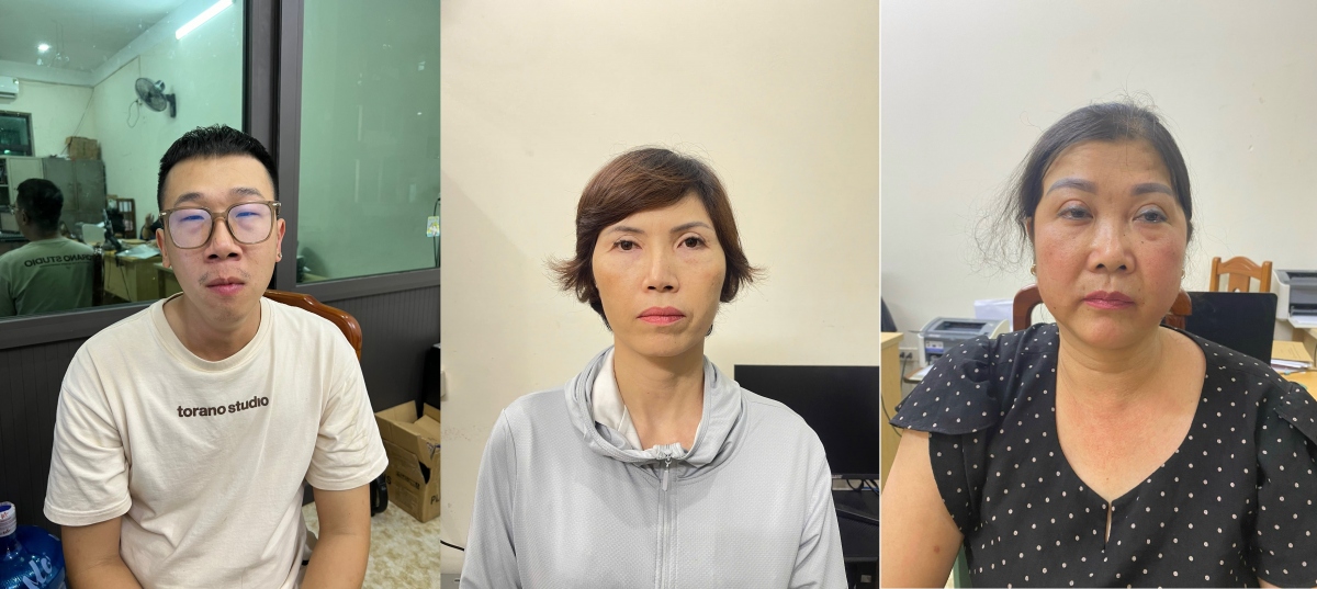 Các đối tượng Nguyễn Mạnh Toàn, Nguyễn Thị Trang, Hoàng Thị Oanh (từ trái sang phải)