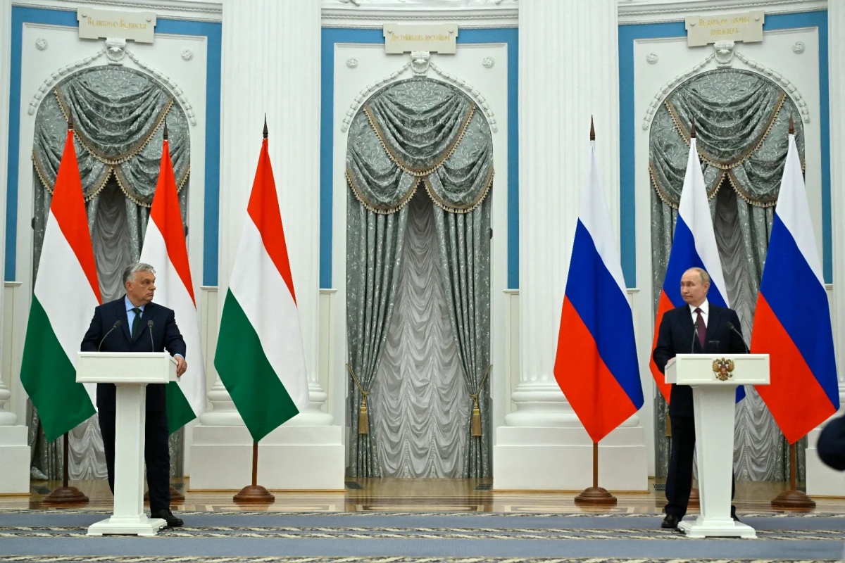 Họp báo giữa Thủ tướng Hungary Viktor Orbán và Tổng thống Nga Vladimir Putin tại Moscow ngày 5/7/2024. Ảnh: telex.hu
