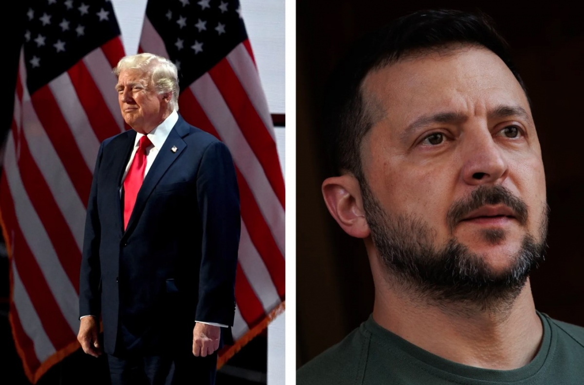 Cựu Tổng thống Mỹ Donald Trump và Tổng thống Ukraine Volodymyr Zelensky. Ảnh: Getty