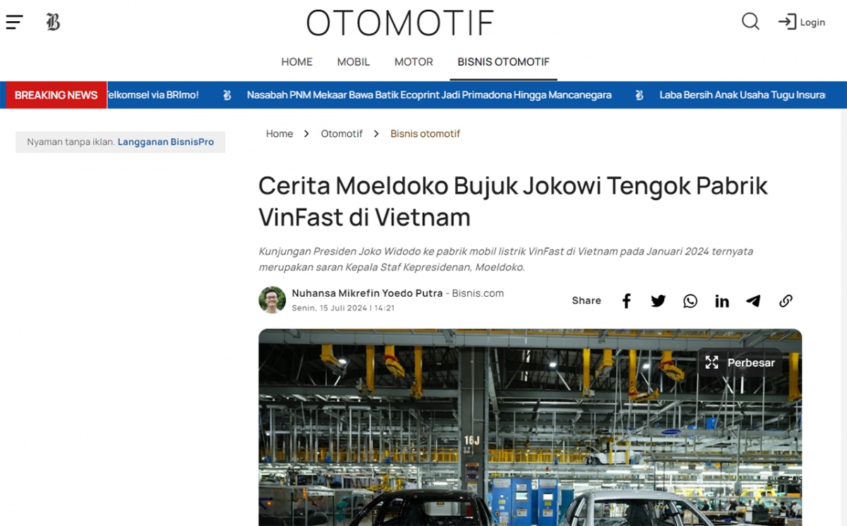Truyền thông Indonesia đặt nhiều kỳ vọng vào VinFast