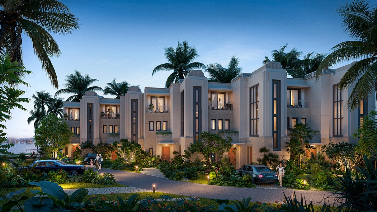 Kiến trúc Art Deco của những biệt thự Lagoon Residences nổi bật trên những thảm xanh nhiệt đới - Ảnh: BIM Land