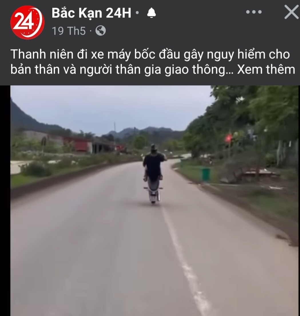 Clip đối tượng Vy Hoàng Th. có hành vi bốc đầu xe máy được đăng tải trên mạng xã hội
