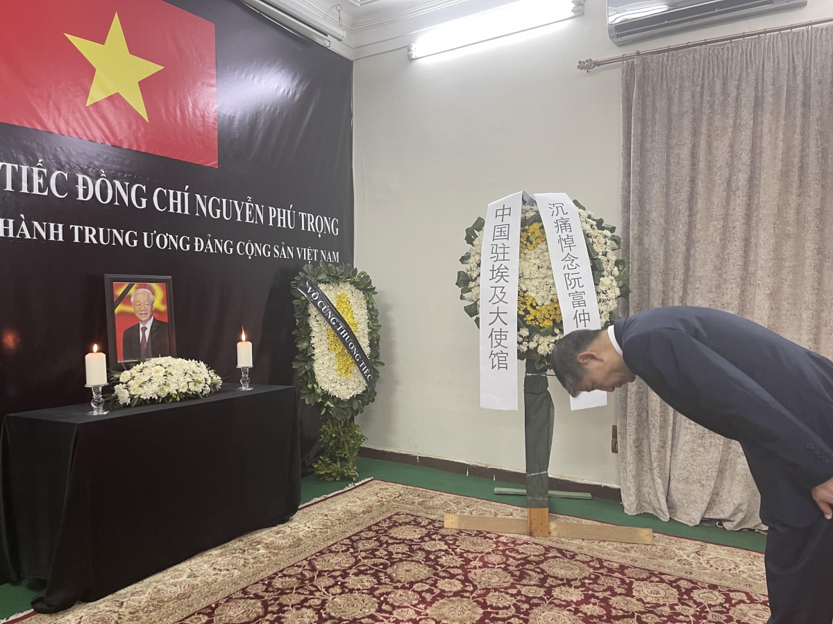 Đại sứ Trung Quốc tại Ai Cập Liêu Lực Cường viếng Tổng Bí thư Nguyễn Phú Trọng