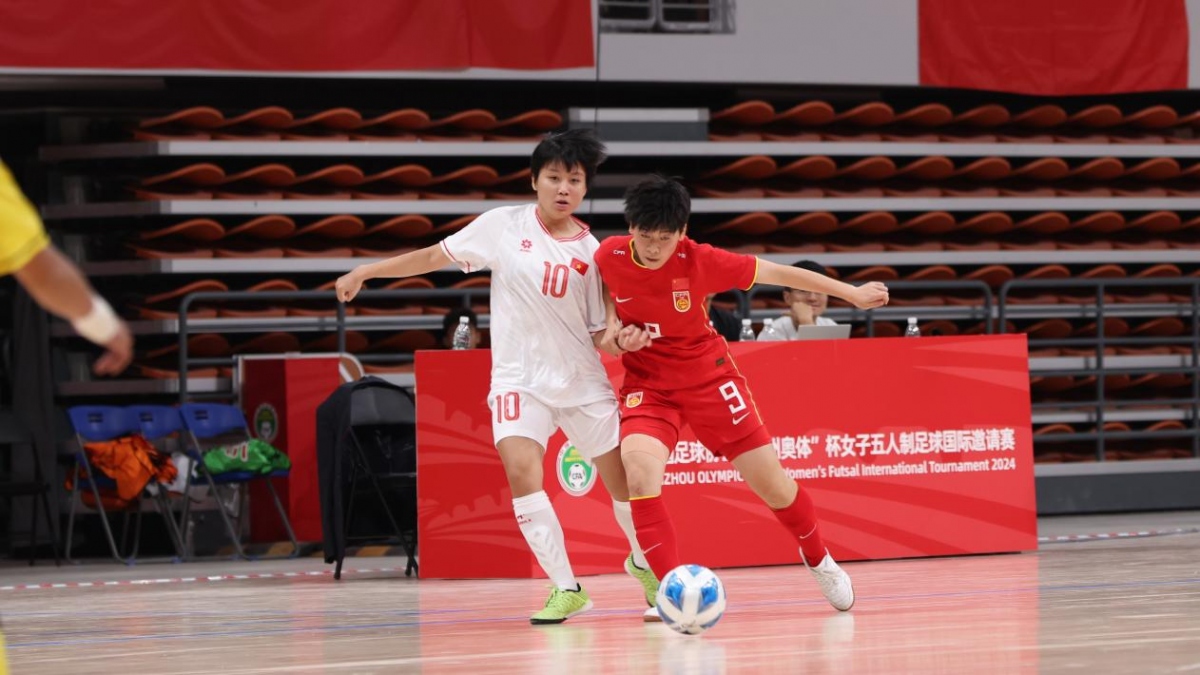 ĐT Futsal nữ Việt Nam thi đấu ấn tượng tại giải giao hữu ở Trung Quốc. (Ảnh: CFA). 