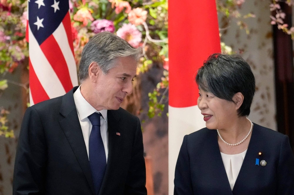 Ngoại trưởng Mỹ Antony Blinken và Ngoại trưởng Nhật Bản Yoko Kamikawa. Ảnh: AFP