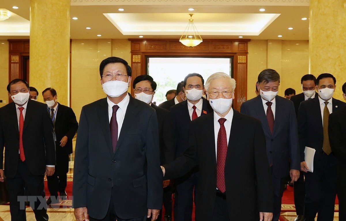 Ngày 28/6/2021, Tổng Bí thư Nguyễn Phú Trọng đã chủ trì lễ đón và hội đàm với Tổng Bí thư, Chủ tịch nước Lào Thongloun Sisoulith.  Ảnh: TTXVN