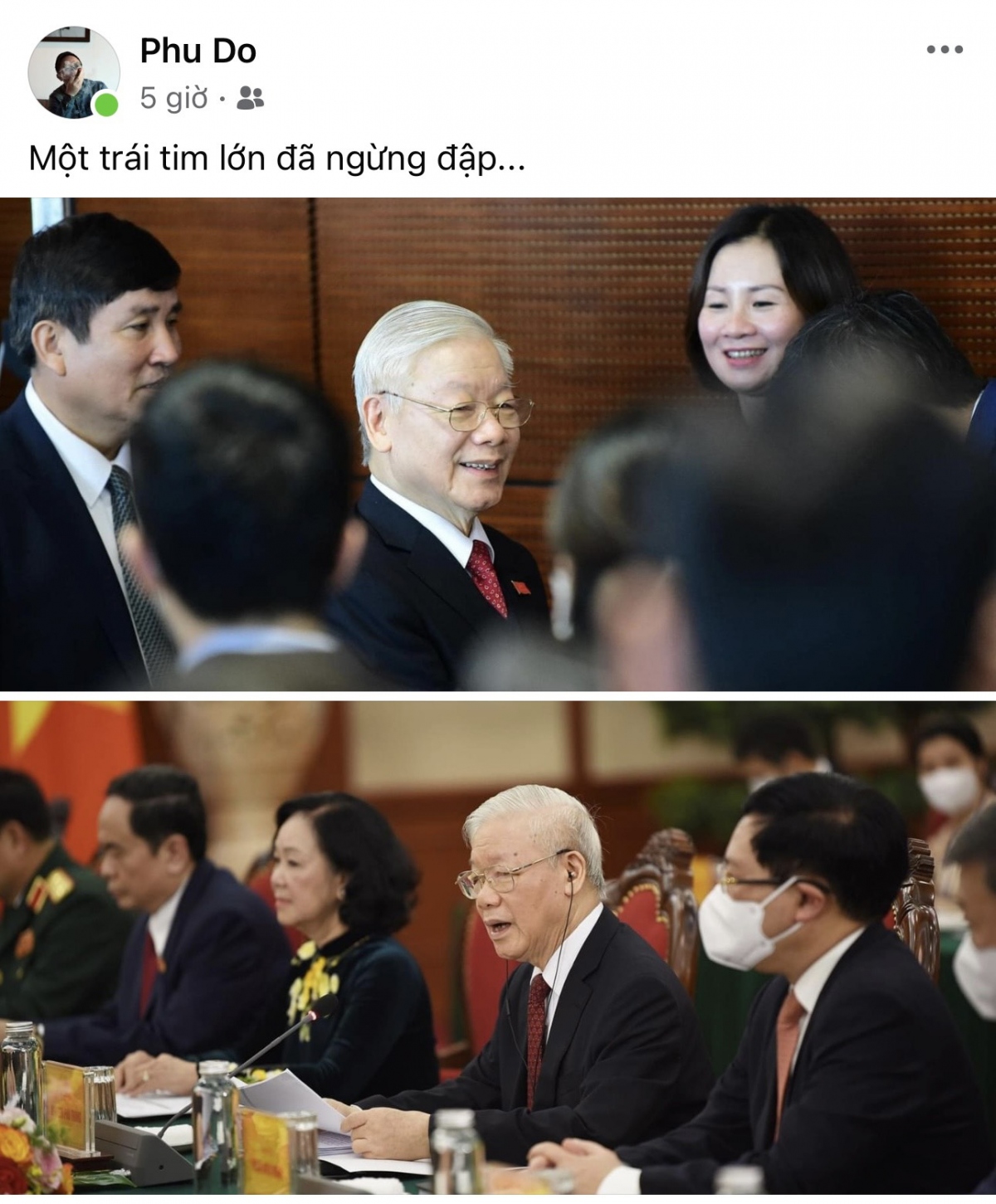 Tổng Bí thư nghe ông Phan Văn Hôn - Chiến sĩ biệt động Sài Gòn, kể về các trận đánh (ảnh BT)