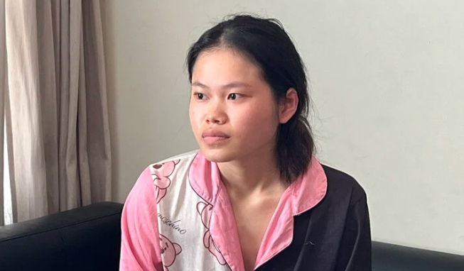 Bị cáo Phạm Huỳnh Nhật Vi lúc bị bắt. (Ảnh Công an cung cấp)