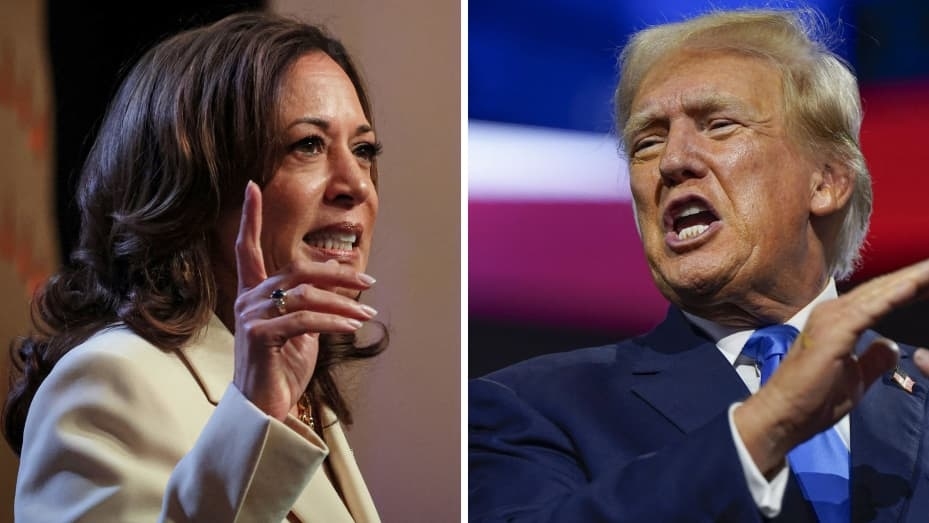 Hai ứng viên Harris và Trump. Ảnh: CNBC.