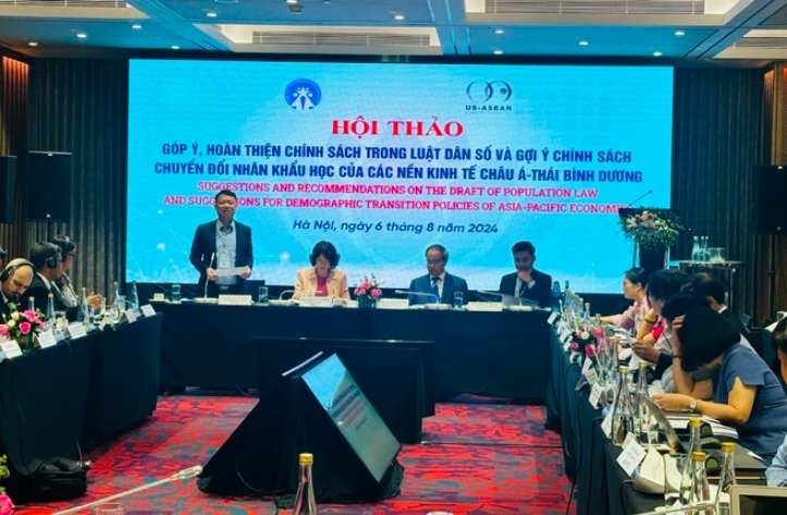 Ông Lê Thanh Dũng - Cục trưởng Cục Dân số phát biểu tại Hội thảo (Ảnh: PV/Vietnam+)