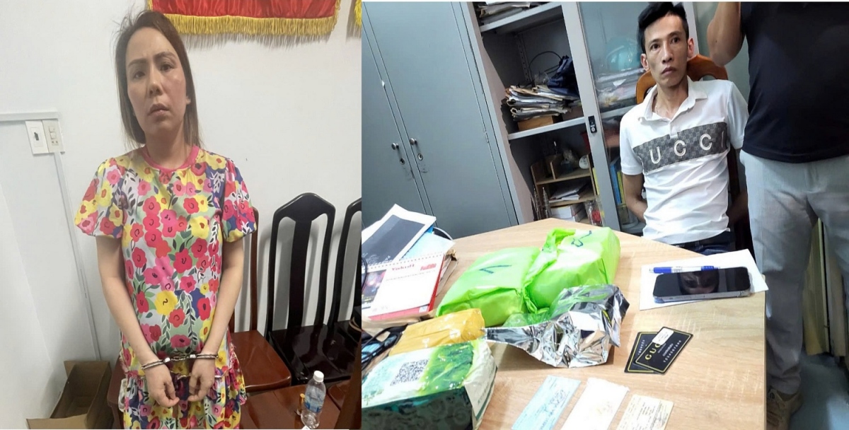 Bắt giữ 2 đối tượng vận chuyển 4 kg ma túy các loại (ảnh: Đức Định)