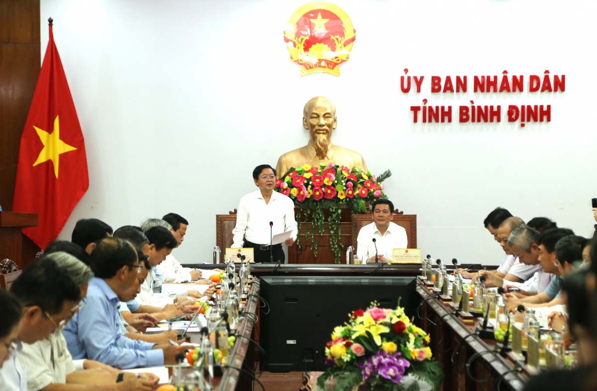 Ông Hồ Quốc Dũng, Bí thư Tỉnh ủy Bình Định phát biểu tại buổi làm việc.