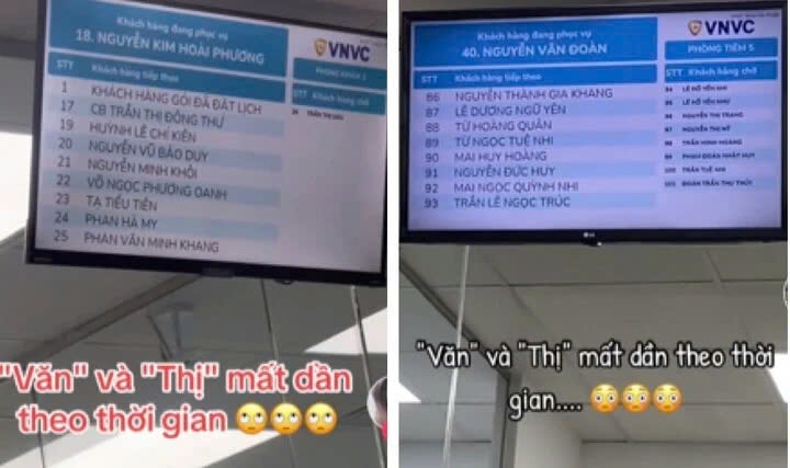 Công thức đặt tên "nam Văn - nữ Thị" dường như đang biến mất. (Ảnh chụp màn hình)