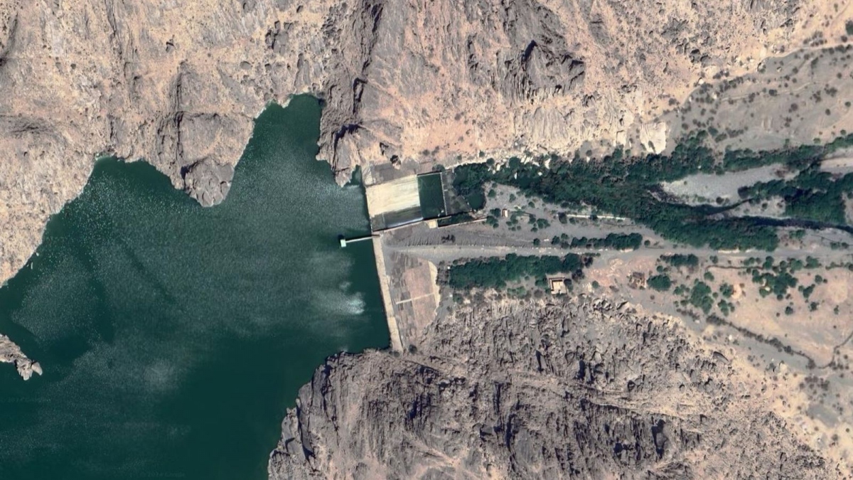Đập Arbaat ở Sudan. Ảnh: Google Earth.