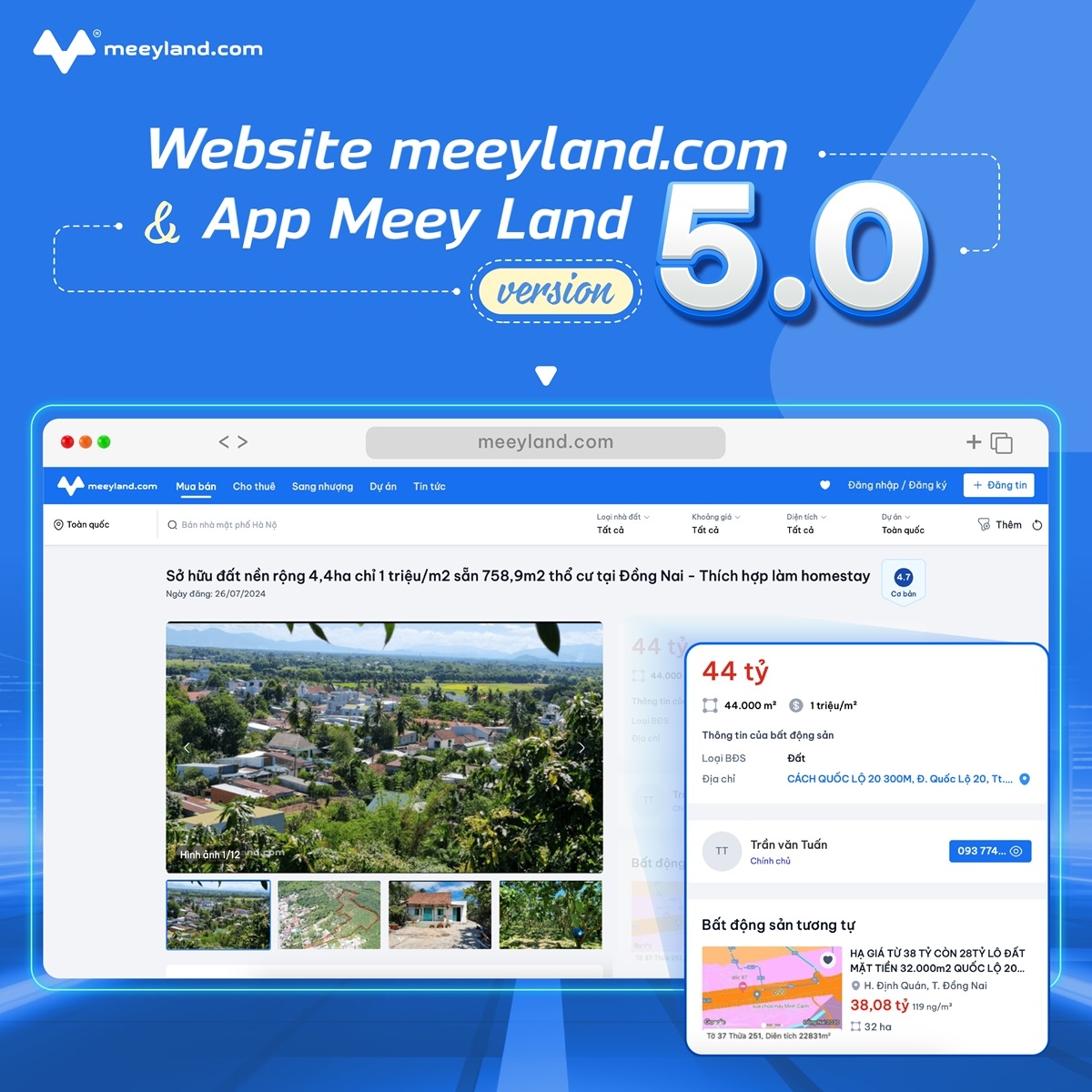 Phiên bản mới nâng cấp của meeyland.com được thiết kế thân thiện và dễ sử dụng