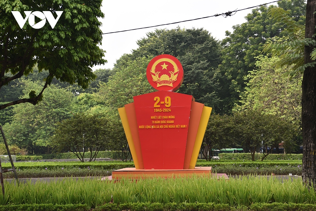 National flags can be seen on display throughout the streets of Hanoi ahead of the 79th anniversary of National Day.