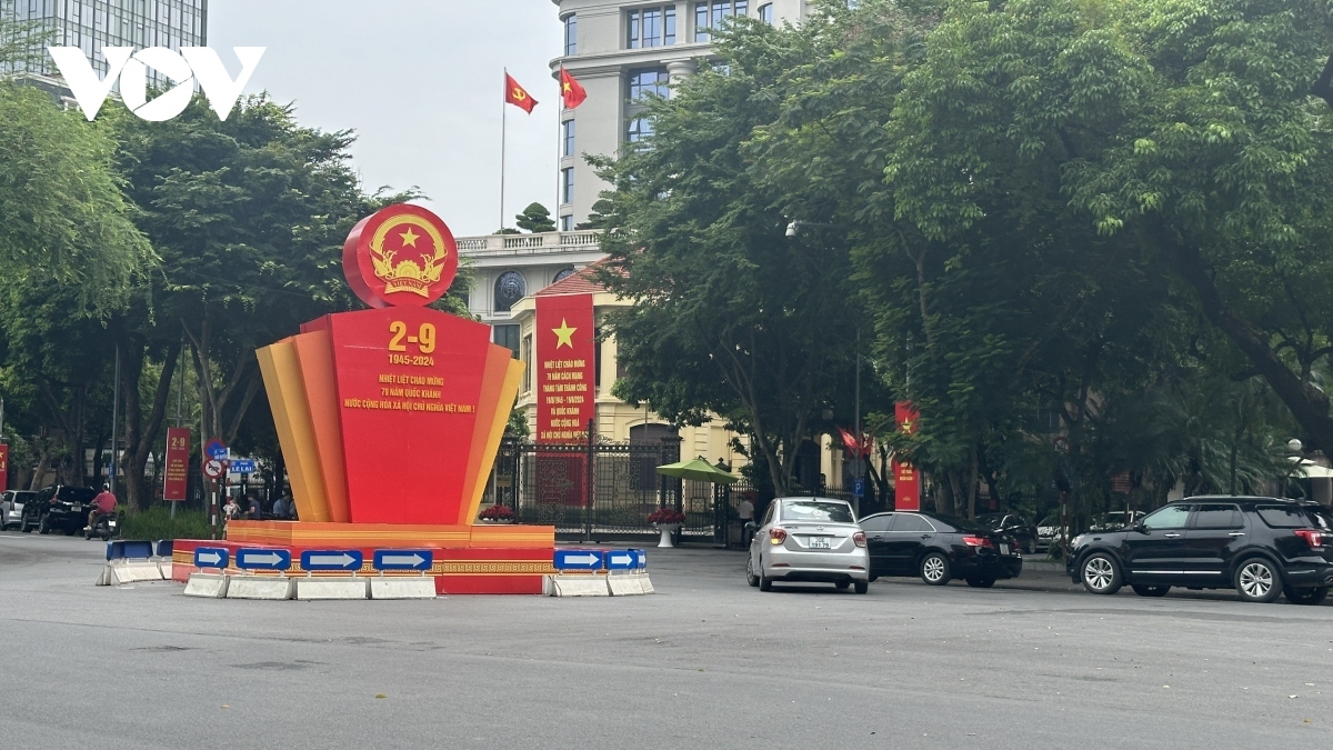 Impressive banners, slogans, and posters brighten up streets around the capital.