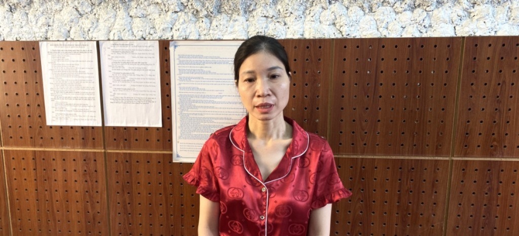 Đối tượng Vũ Thị Loan tại cơ quan công an