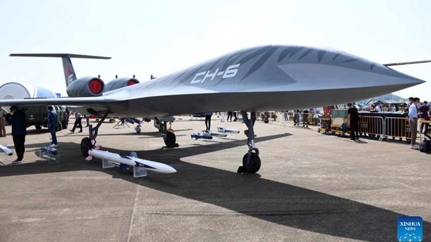 Máy bay không người lái (UAV) CH-6 trưng bày tại Airshow China lần thứ 14
tại Chu Hải tháng 11/2022 - Ảnh: Xinhua