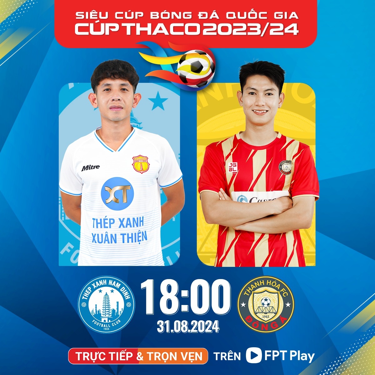 Nam Định so tài với Thanh Hóa và lúc 18h ngày 31/8.