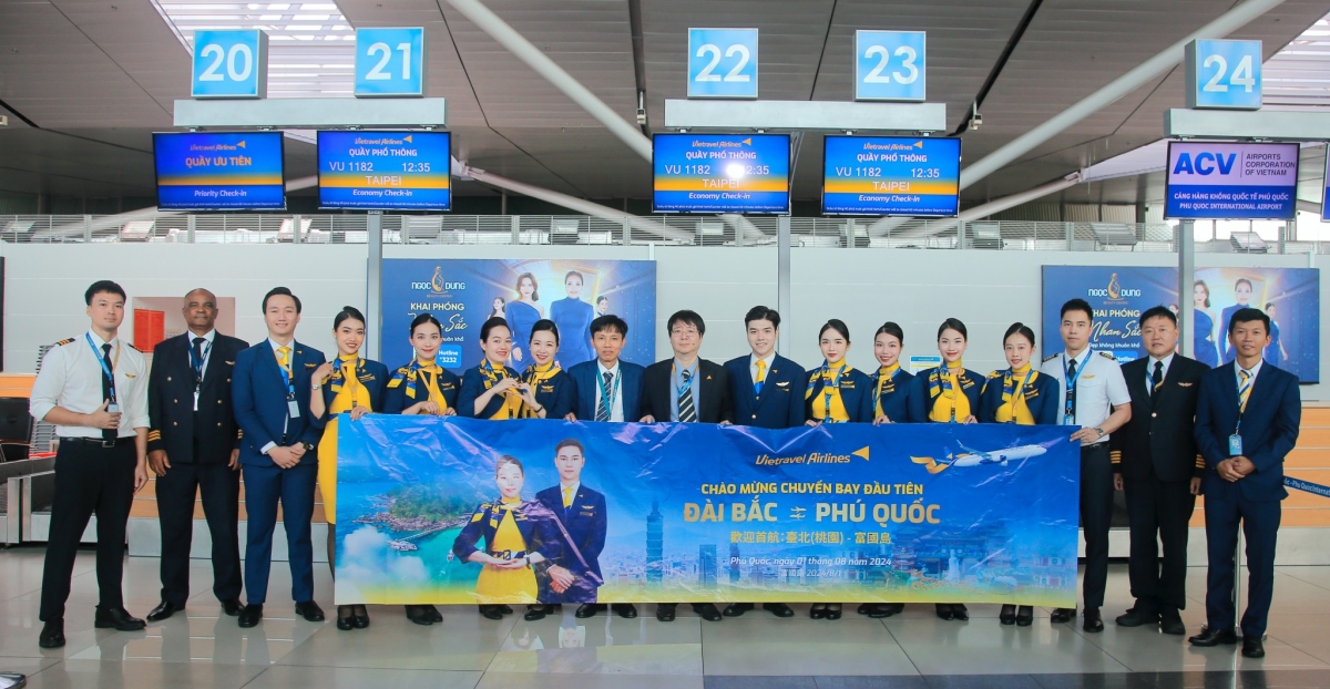 Hãng hàng không Vietravel Airlines bắt đầu khai thác chuyến bay kết nối Đài Bắc (Đài Loan, Trung Quốc) – Phú Quốc (Việt Nam). Ảnh: Mỹ Yến