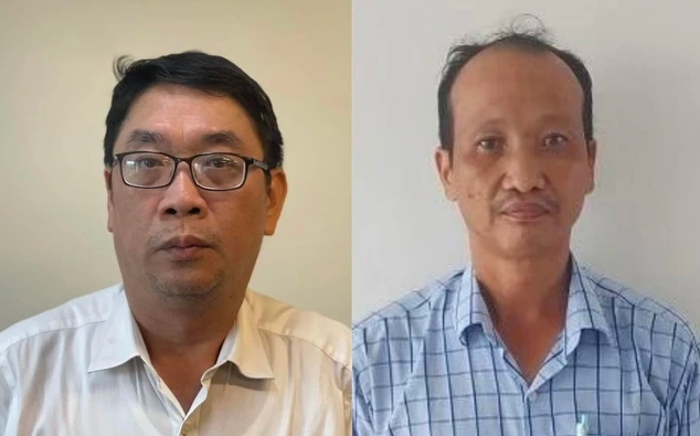 Bị can Đinh Minh Hiệp (trái) và Nguyễn Chí Thân