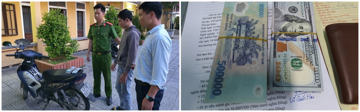 Võ Quốc Hải cùng phương tiện chạy trốn và tang vật