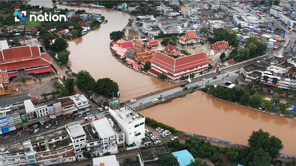 Mực nước ở nhiều dòng sông đổ về Bangkok và các tỉnh hạ nguồn ở Thái Lan đang tiếp tục tăng cao và có nguy cơ gây ngập lụt trong một vài ngày tới: Nguồn: The Nation