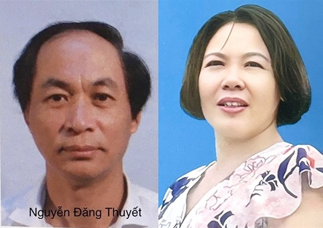 Bị can Nguyễn Đăng Thuyết (trái) và Nguyễn Thị Hoà